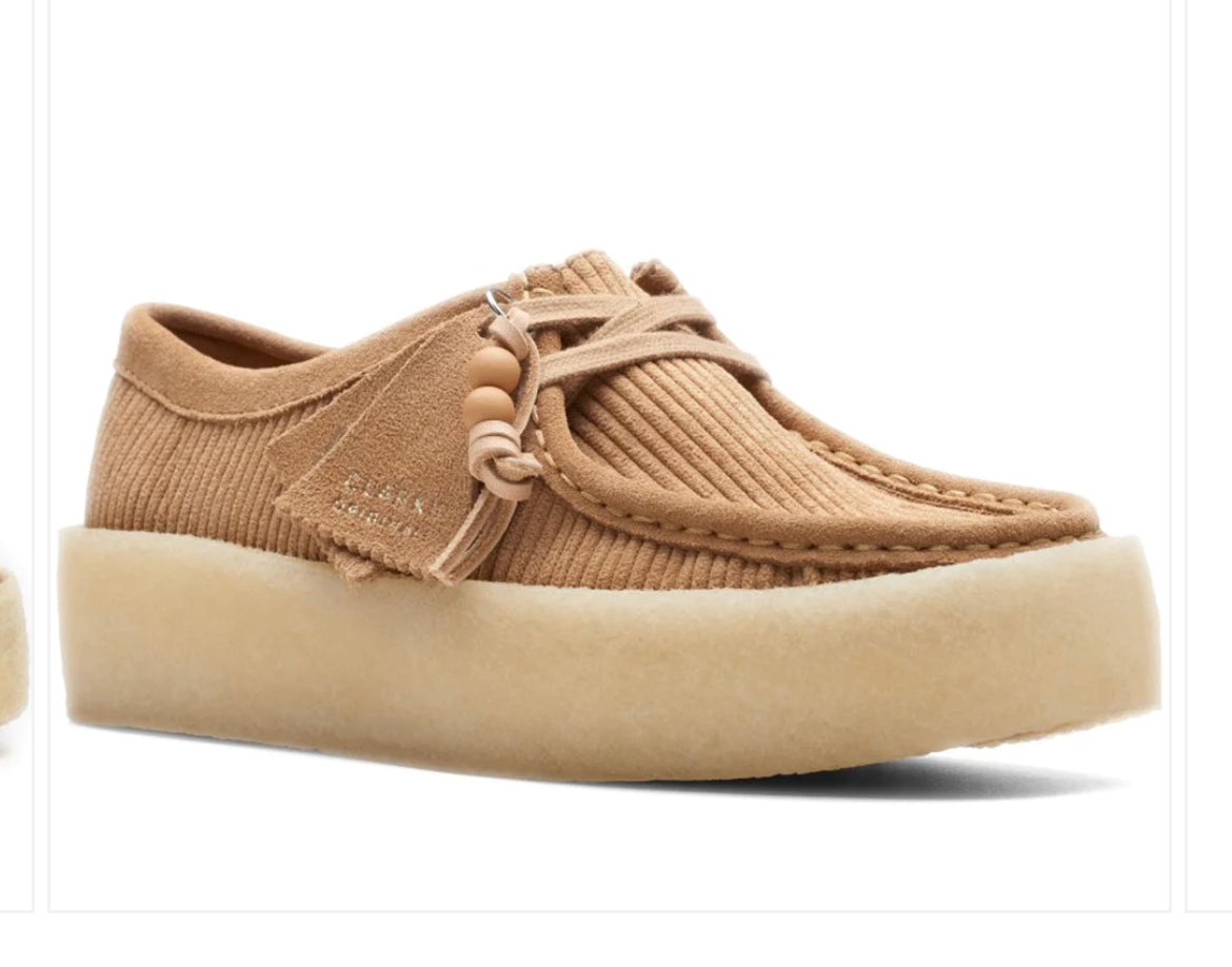 Women tan cord wallabee cup