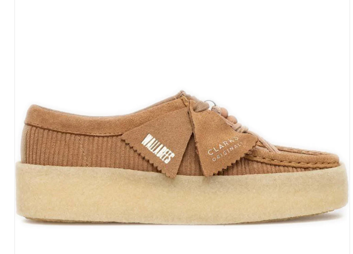 Women tan cord wallabee cup